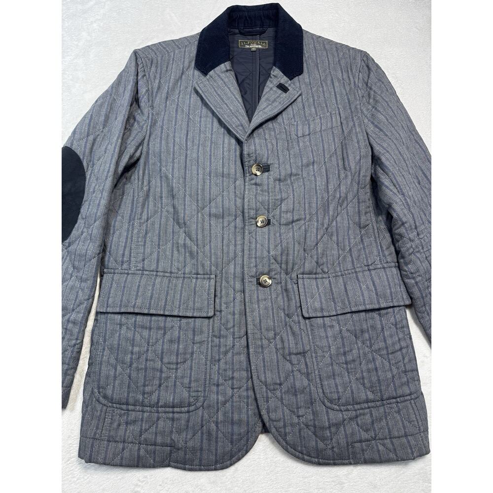 J.L. Powell Men’s Quilted Gray Lakenheath Field Jacket Suede/Corduroy Trim Sz M